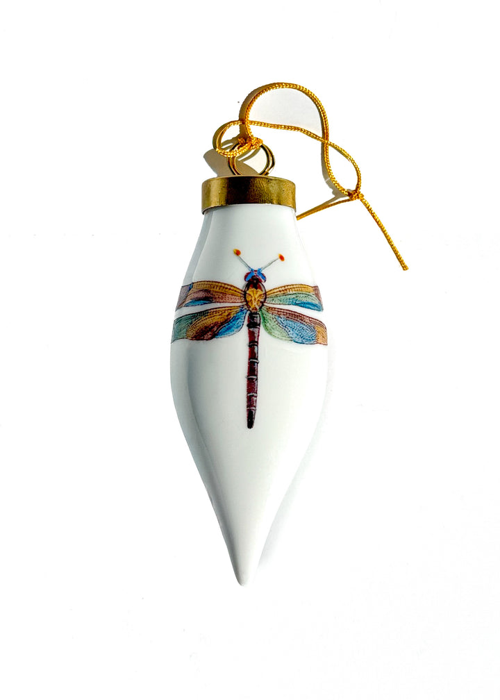 Dragonfly Teardrop Porcelain Ornament