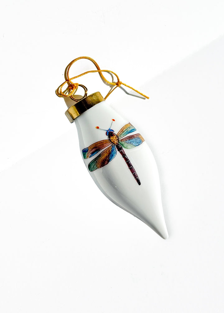 Dragonfly Teardrop Porcelain Ornament