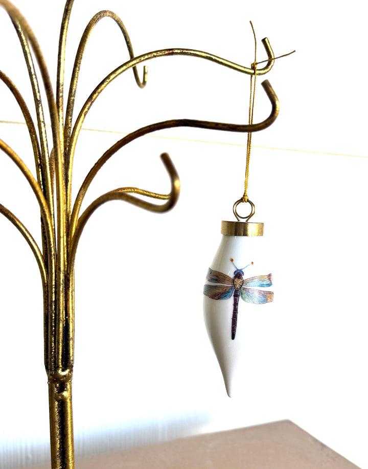 Dragonfly Teardrop Porcelain Ornament