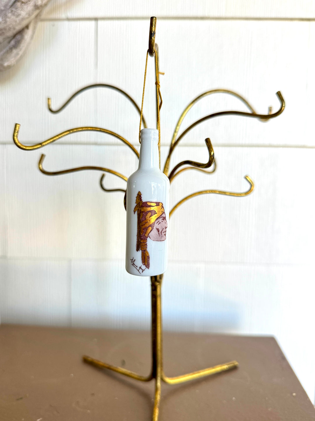 Indian Head Teardrop Porcelain Ornament