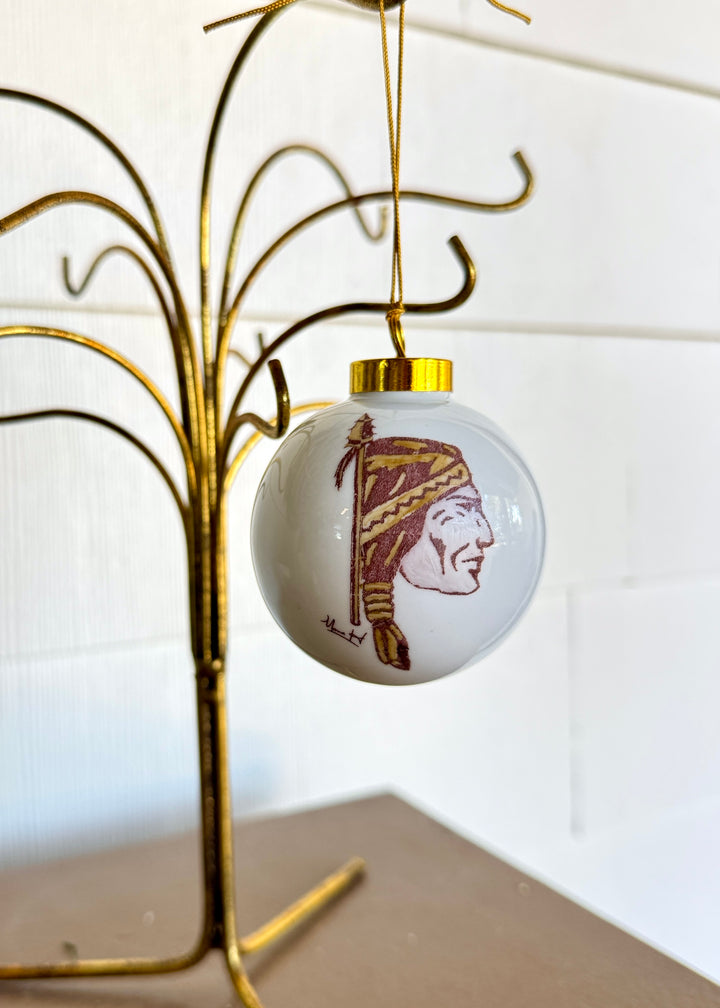 Indian Head Round Porcelain Ornament