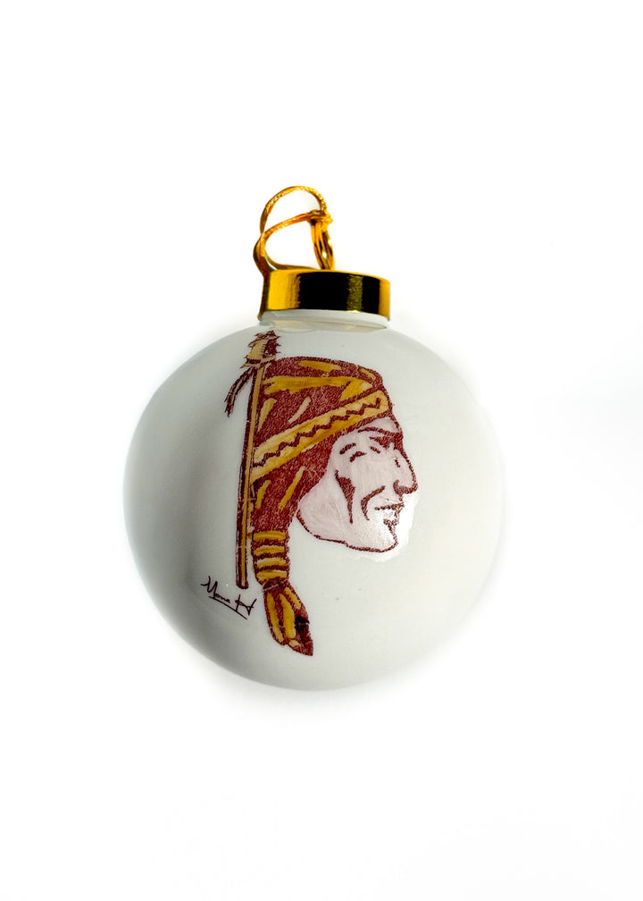 Indian Head Round Porcelain Ornament