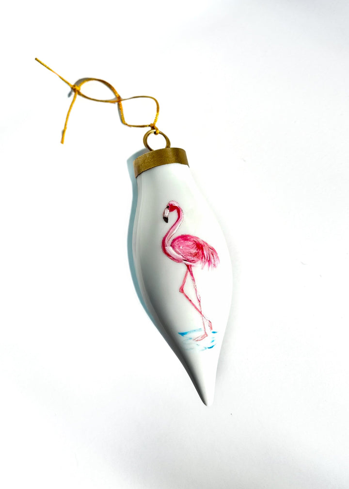 Flamingo Teardrop Porcelain Ornament