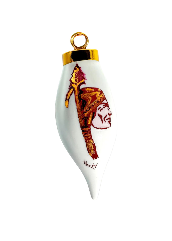 Indian Head Teardrop Porcelain Ornament