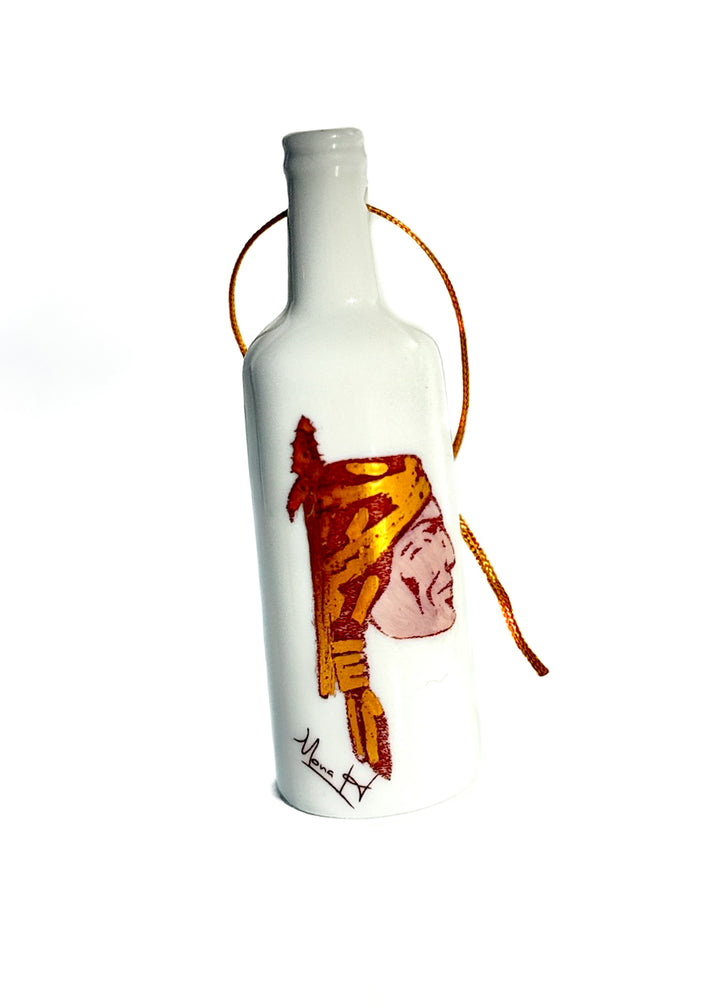 Indian Head Teardrop Porcelain Ornament