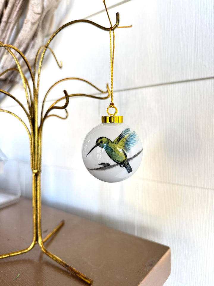 Hummingbird Round Porcelain Ornament – 2.5”