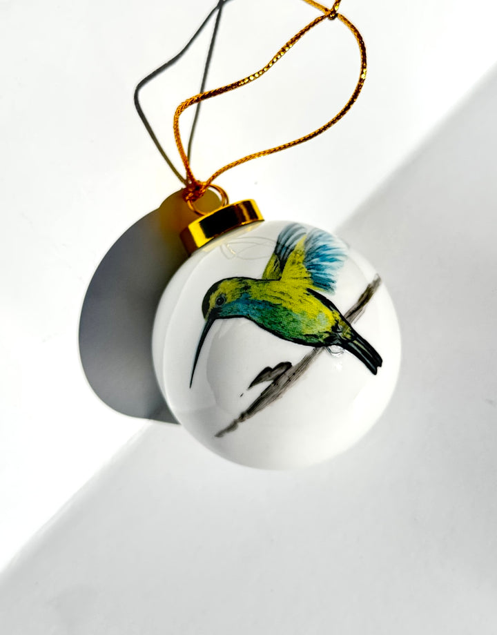 Hummingbird Round Porcelain Ornament – 2.5”