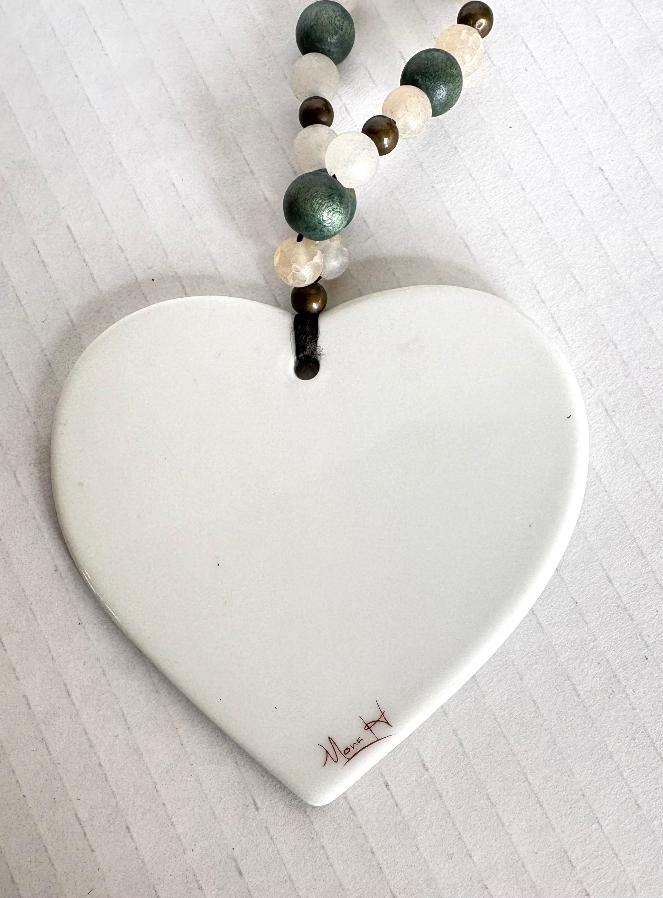 Green Tennis Rackets Porcelain Heart Beverage Tag by MadebyMonaH