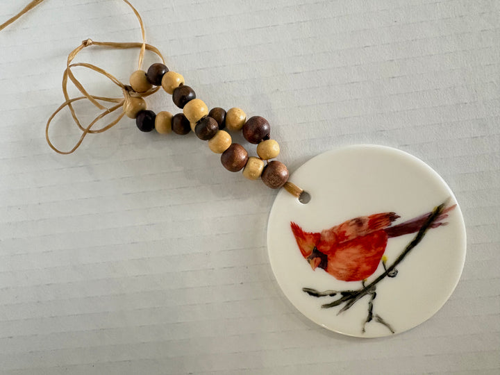 Cardinal Bird Wine Bottle Beverage Tag – Hand Painted Porcelain Coastal Charm by MadebyMonaH