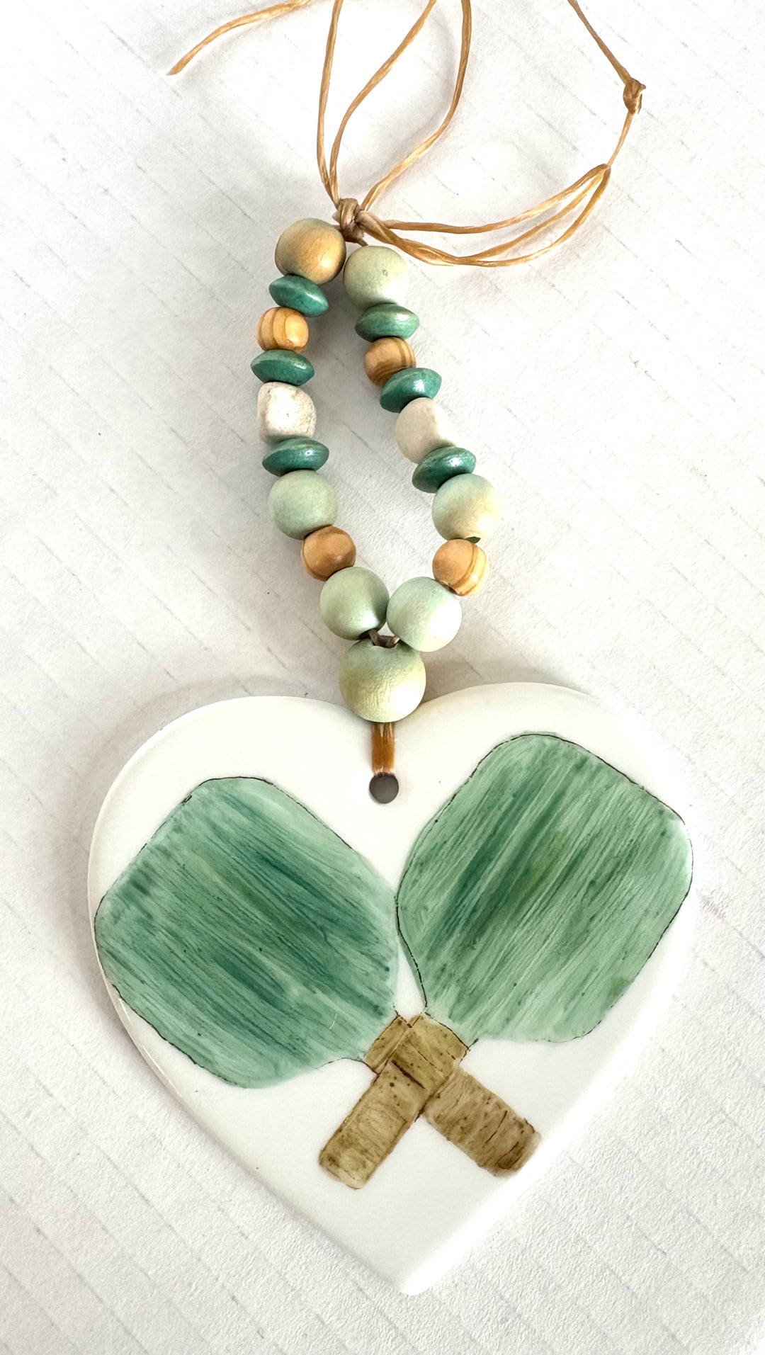 Pickleball Heart Wine Bottle Charm – Hand Painted Porcelain Gift by MadebyMonaH