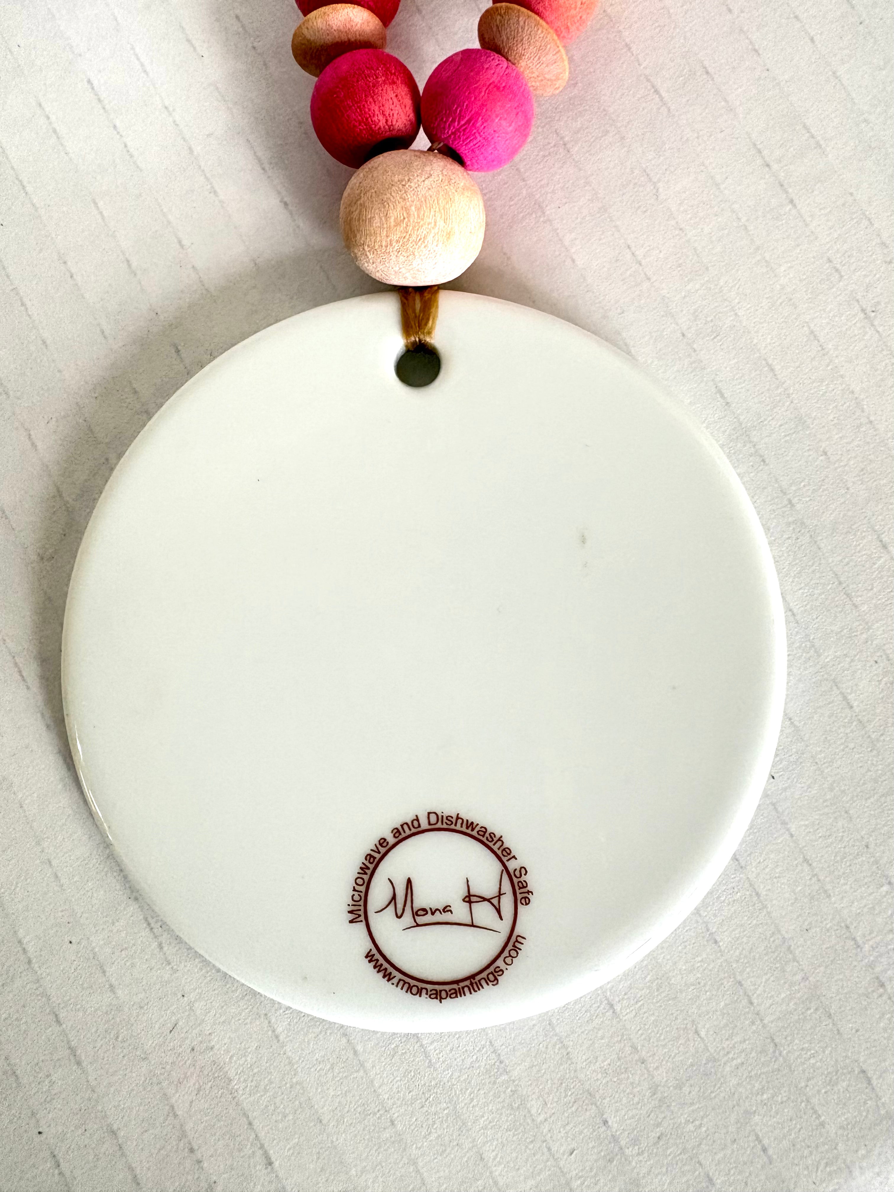 Pink Golf Ball Wine Bottle Beverage Tag – Hand Painted Porcelain Golf Gift by MadebyMonaH