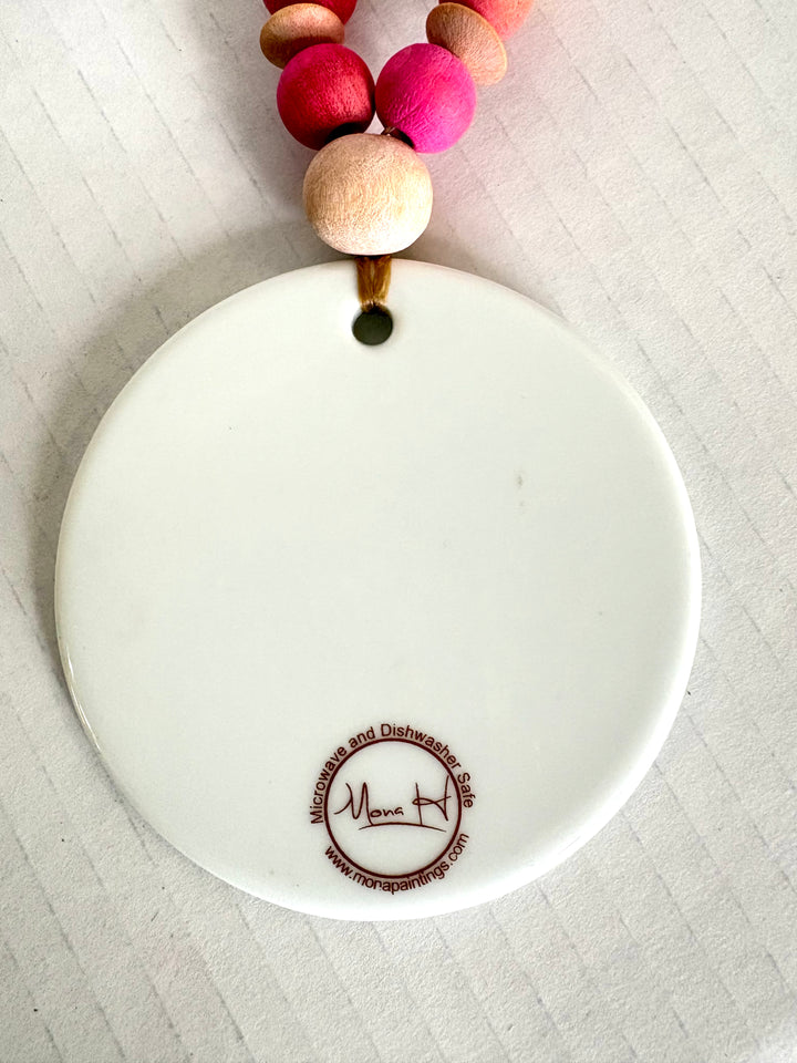 Pink Golf Ball Wine Bottle Beverage Tag – Hand Painted Porcelain Golf Gift by MadebyMonaH