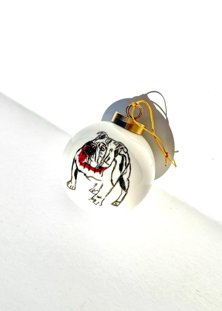 Hand-Painted Bulldog Round Porcelain Ornament