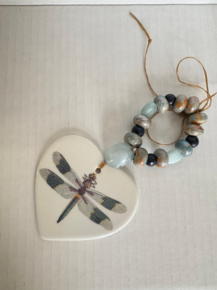 Dragonfly Heart Wine Beverage Tag – Hand Painted Porcelain Wine Charm by MadebyMonaH