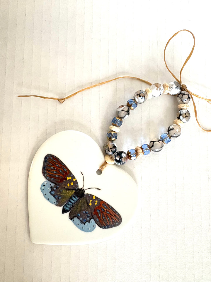 MadebyMonaH Hand-Painted Butterfly Heart Wine Bottle Tag