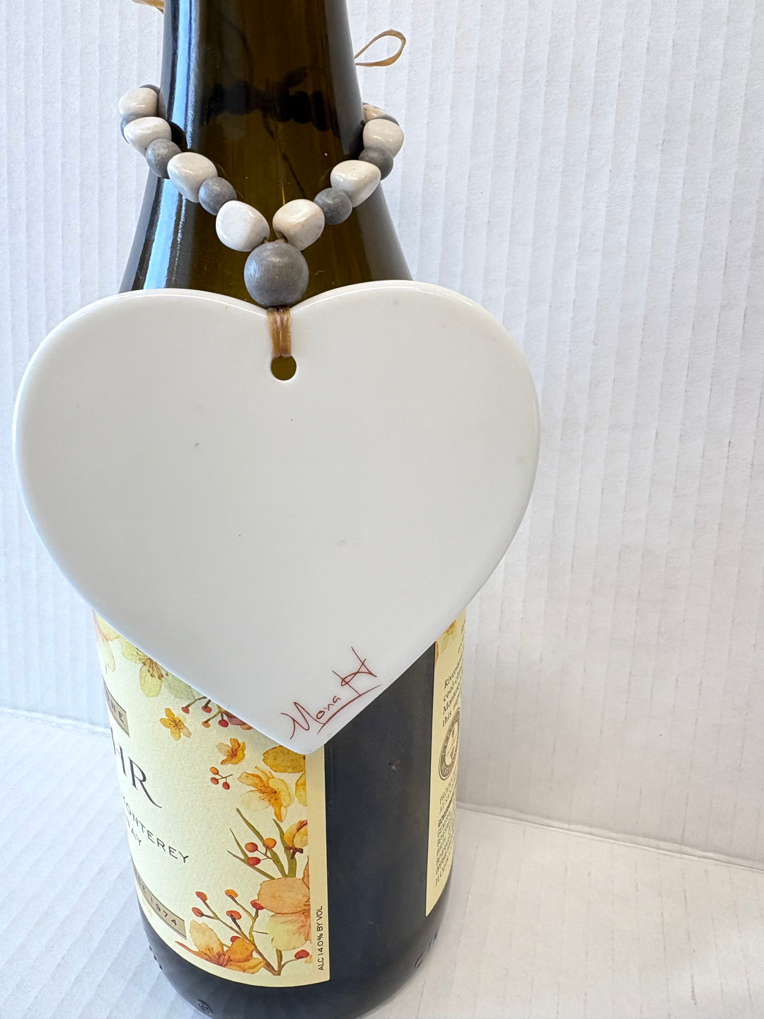 Pheasant Heart Porcelain Wine Bottle Tag – Hand Painted Hunting Gift by MadebyMonaH