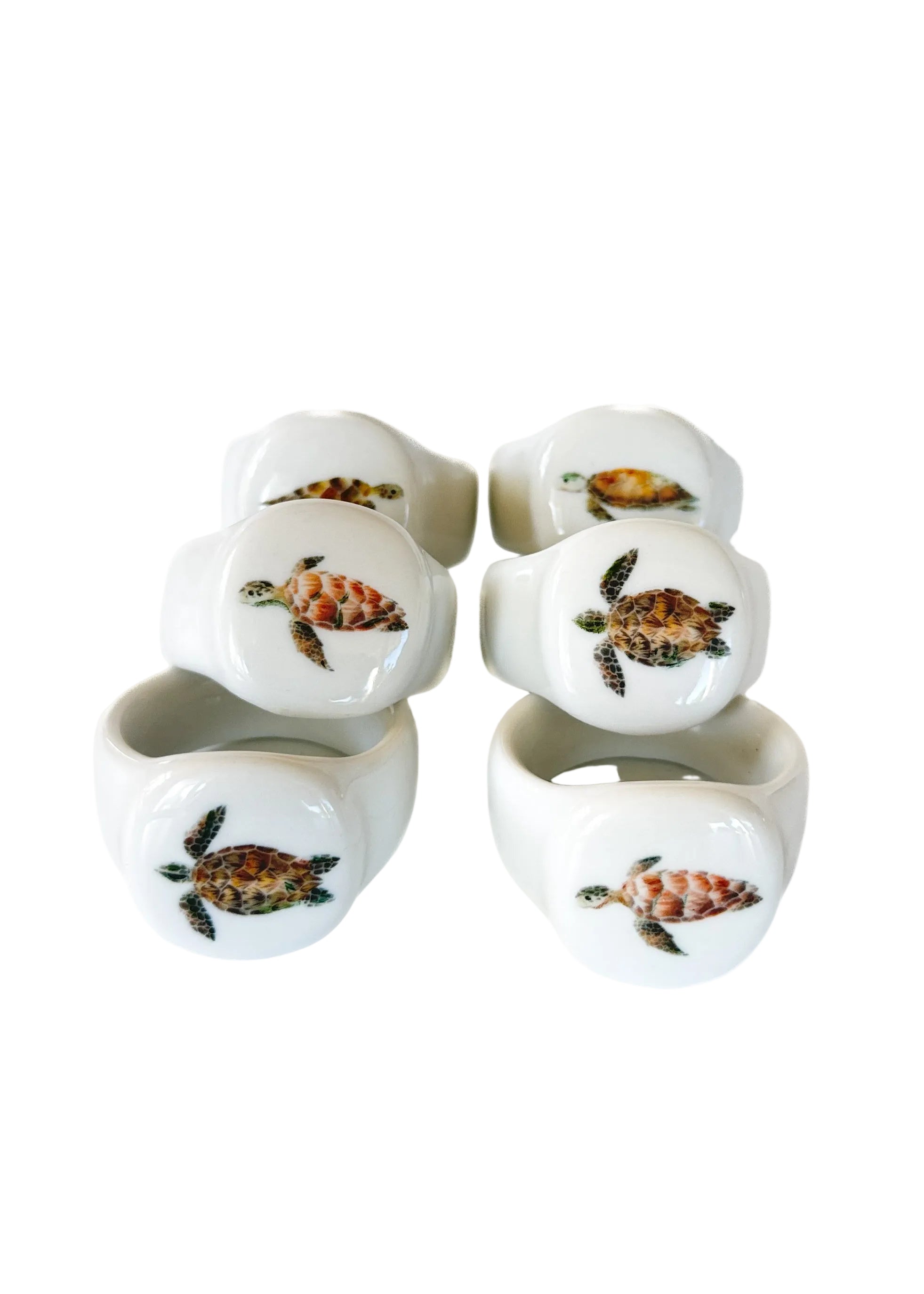 Sea Turtle Porcelain Napkin Rings