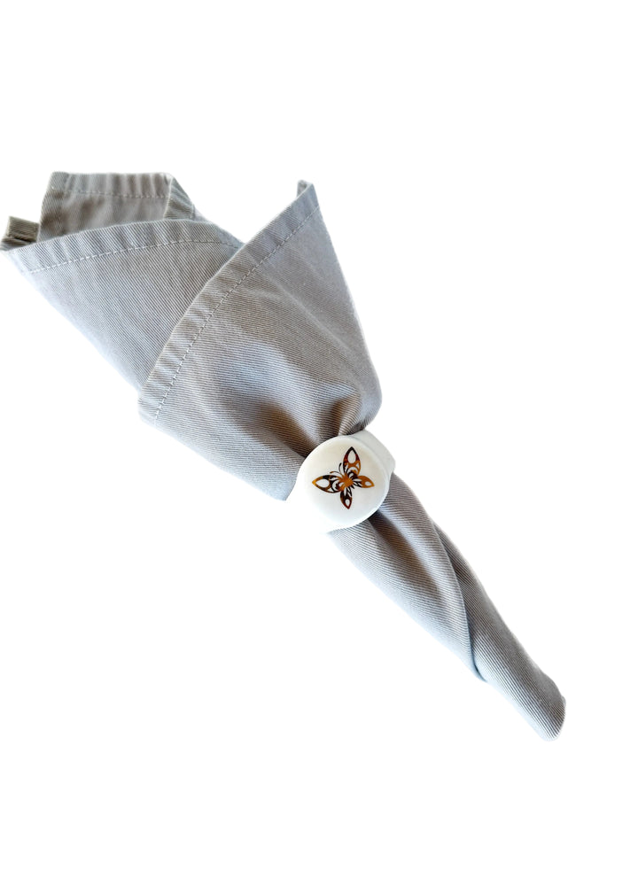 Gold Butterflies on White Porcelain Napkin Rings