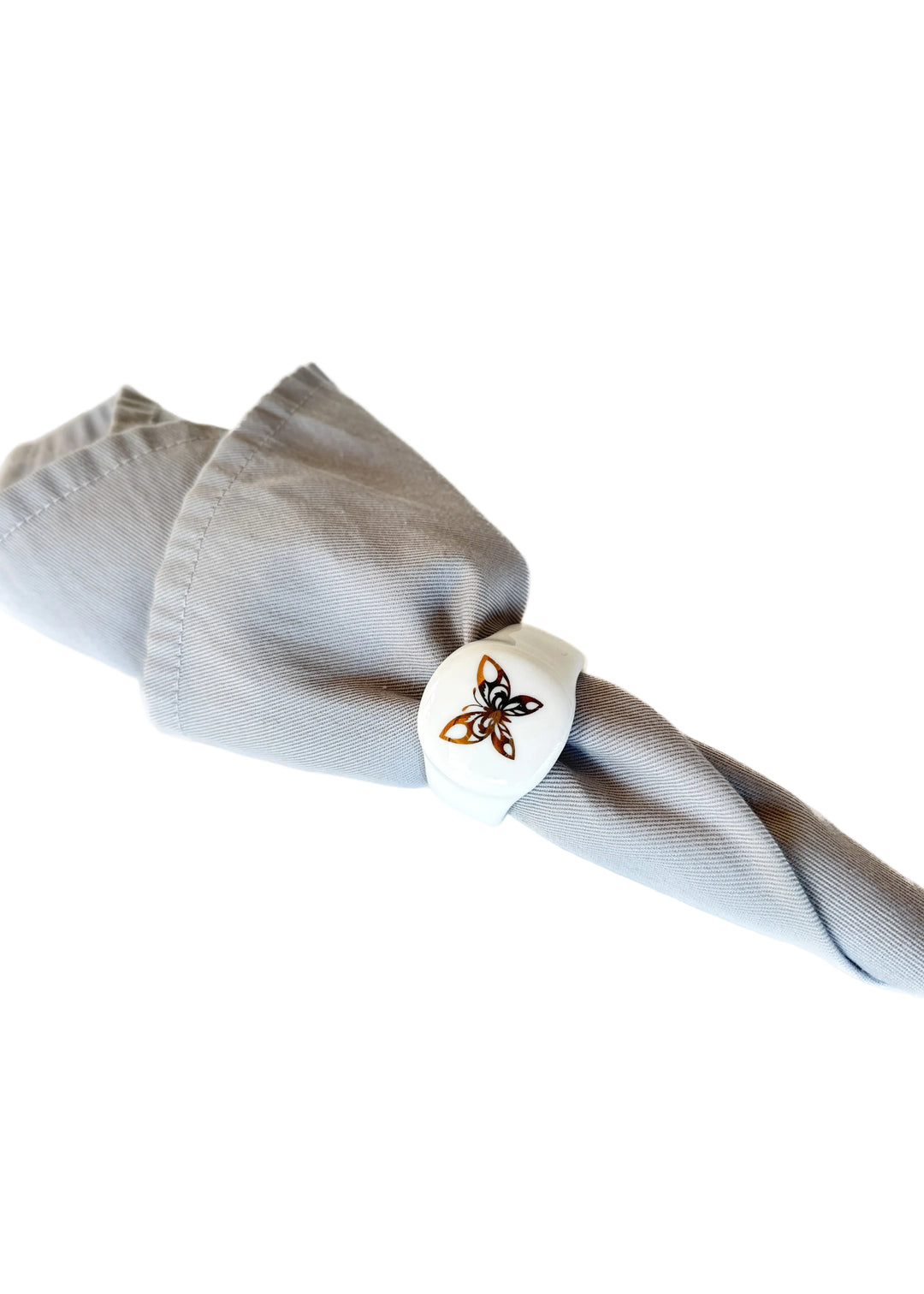 Gold Butterflies on White Porcelain Napkin Rings