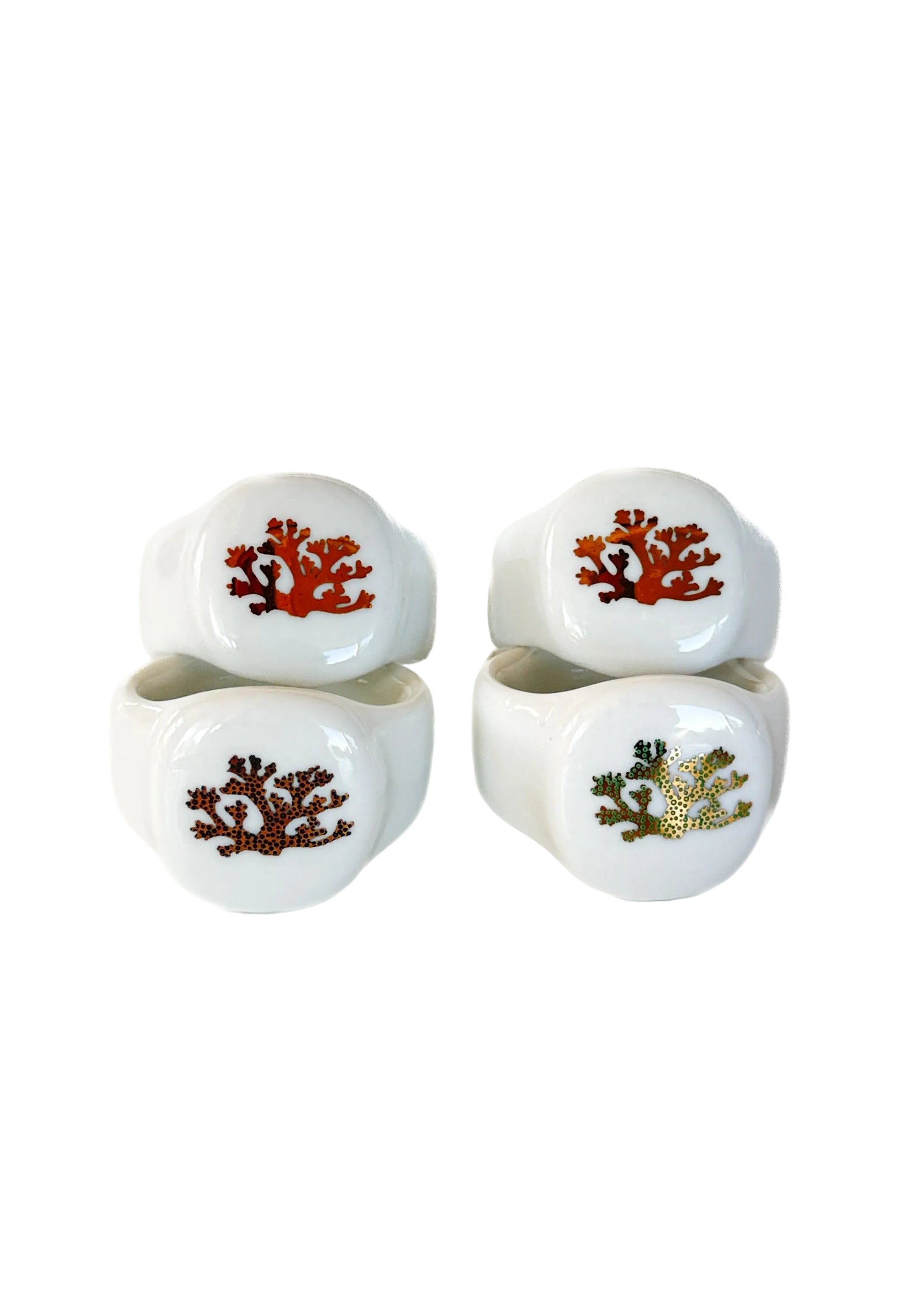 Coral Metallic Napkin Rings