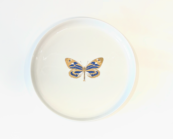 Butterfly Porcelain Salad Plates – Elegant Blue & Gold Table Setting