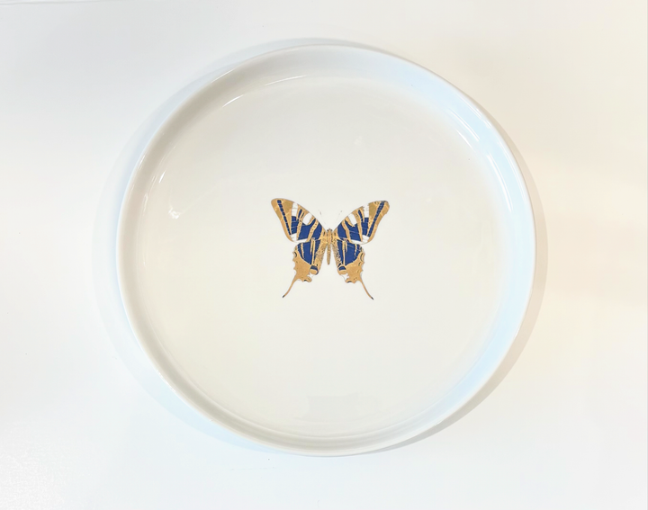 Butterfly Porcelain Salad Plates – Elegant Blue & Gold Table Setting