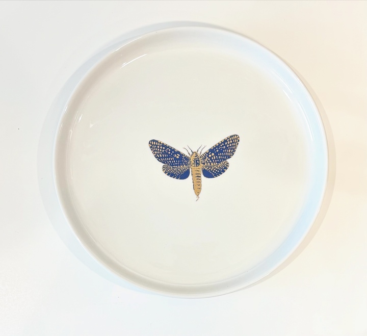 Butterfly Porcelain Salad Plates – Elegant Blue & Gold Table Setting