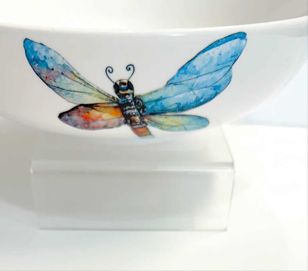 Garden Dragonfly Porcelain Bowl Collection – Elegant Outdoor Tablescape