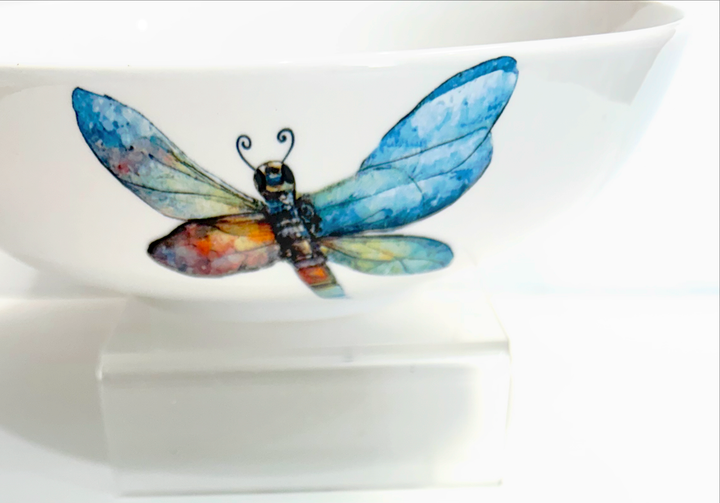 Garden Dragonfly Porcelain Bowl Collection – Elegant Outdoor Tablescape
