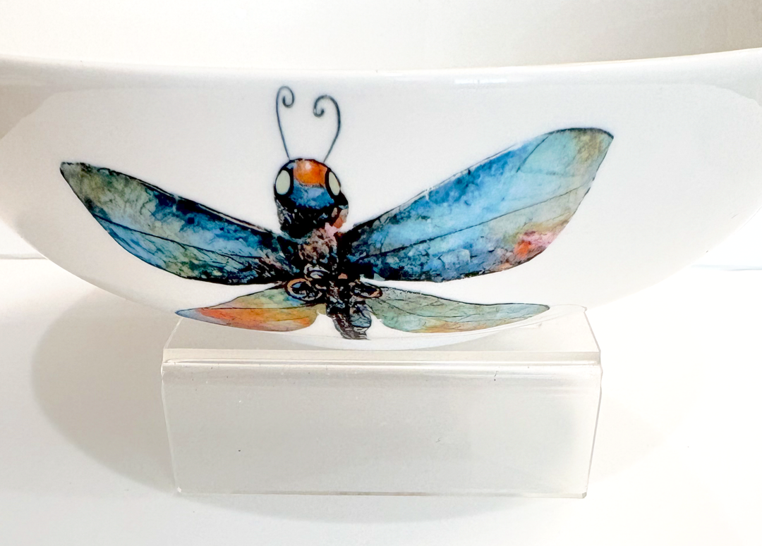 Garden Dragonfly Porcelain Bowl Collection – Elegant Outdoor Tablescape
