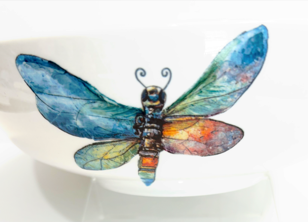Garden Dragonfly Porcelain Bowl Collection – Elegant Outdoor Tablescape