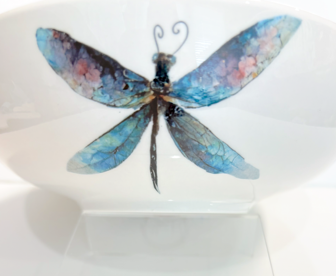 Garden Dragonfly Porcelain Bowl Collection – Elegant Outdoor Tablescape