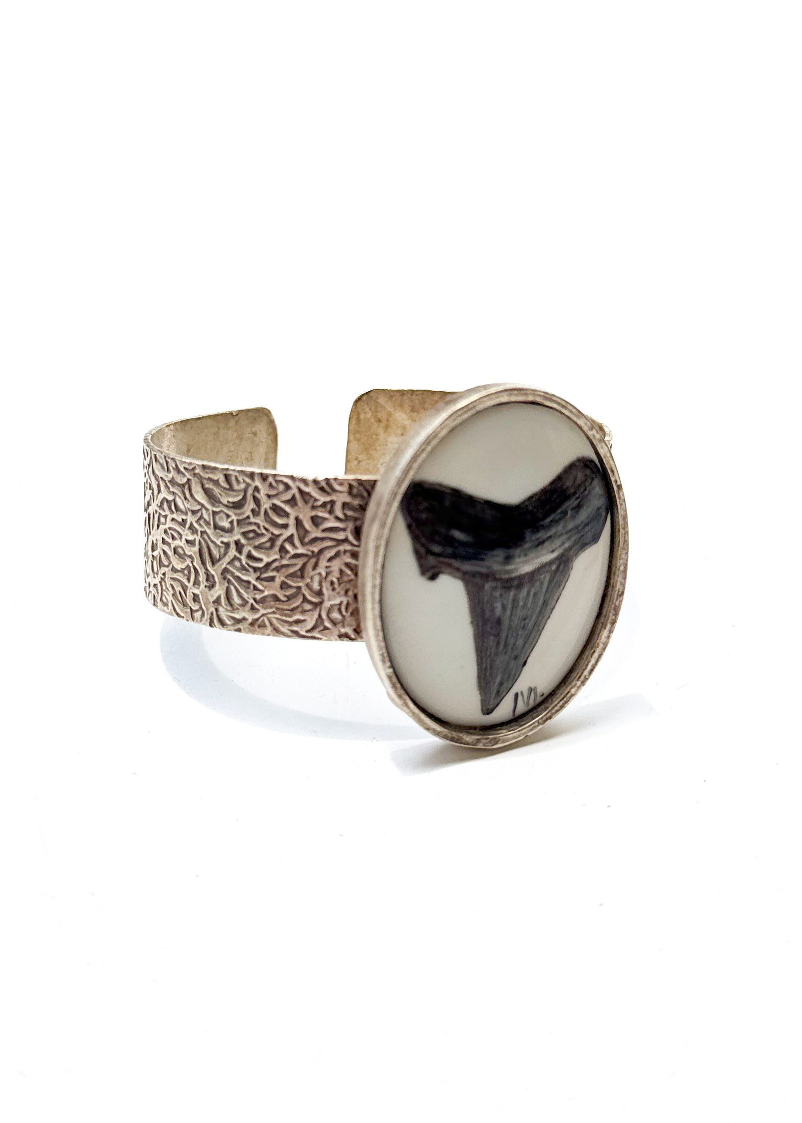Shark Tooth Coastal Cuff Silver Bracelet