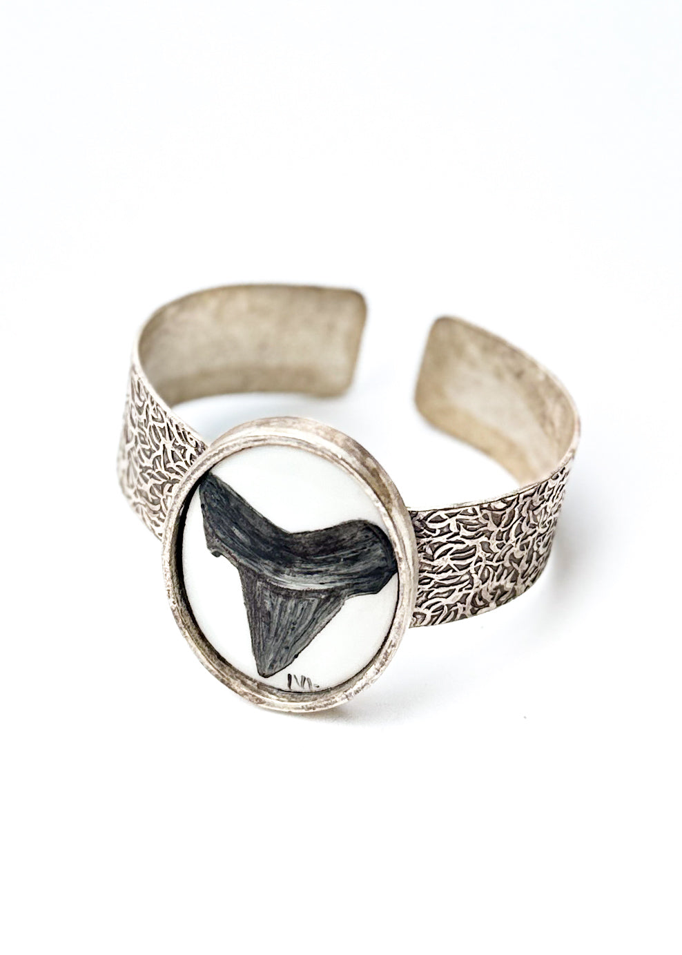 Shark Tooth Coastal Cuff Silver Bracelet