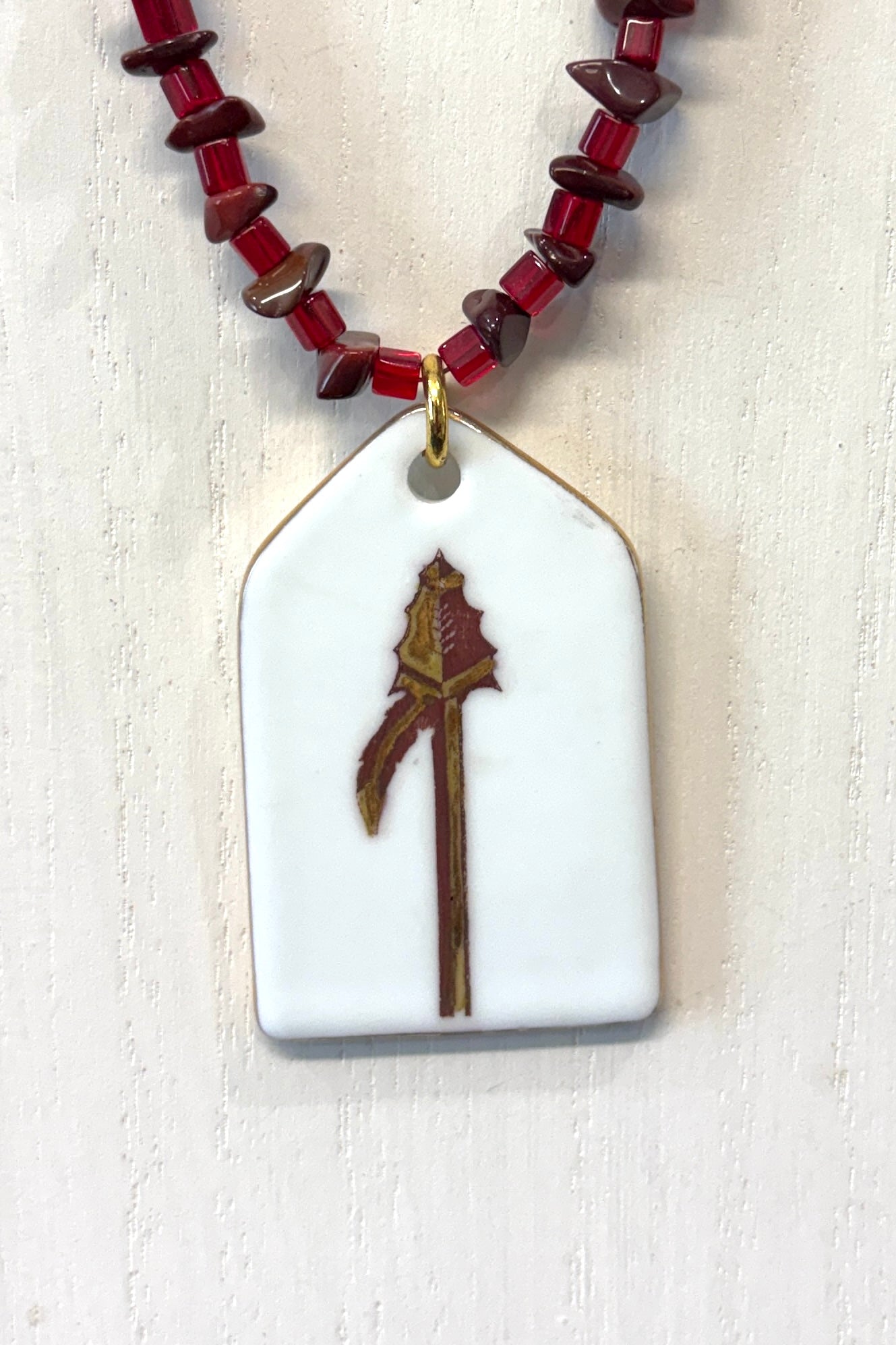 Florida State Seminoles Spear Hand-Painted Porcelain Pendant Necklace