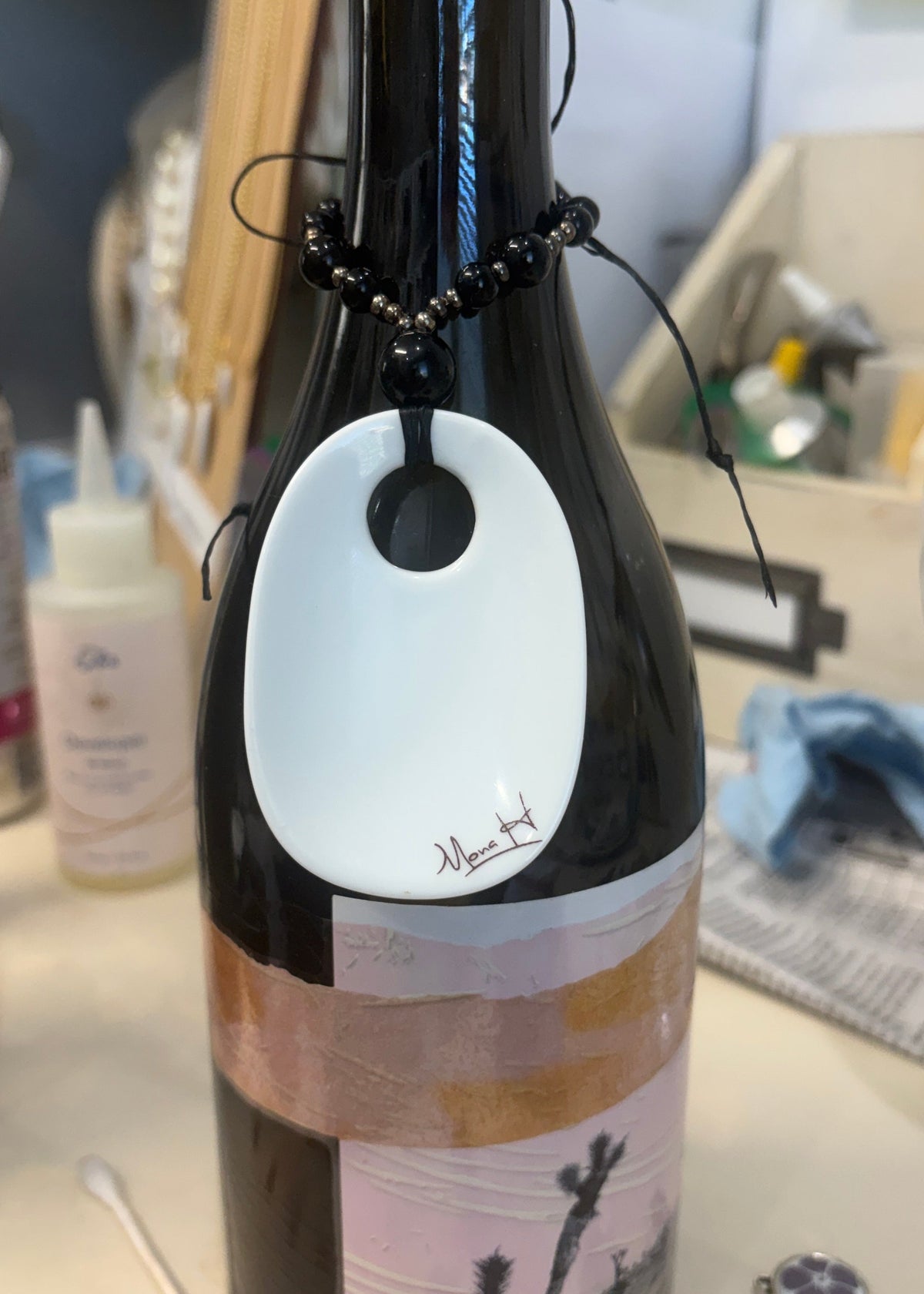 Shark Tooth Porcelain Bottle Tag
