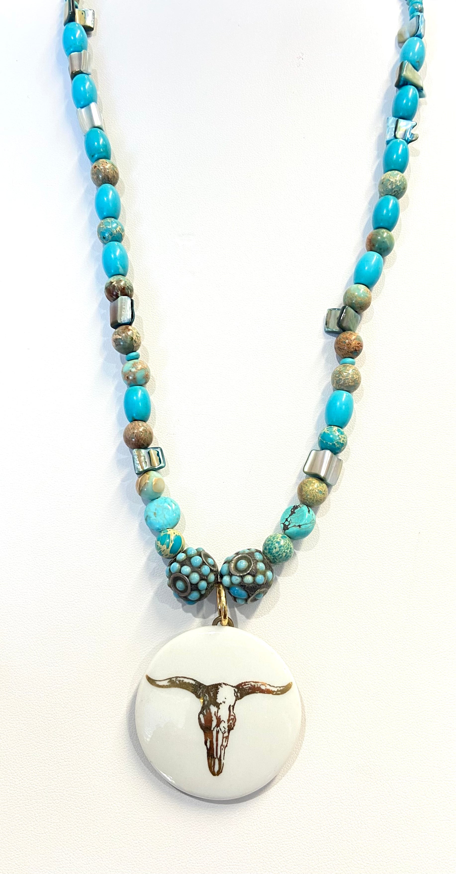 Skull Head Pendant Beaded Necklace