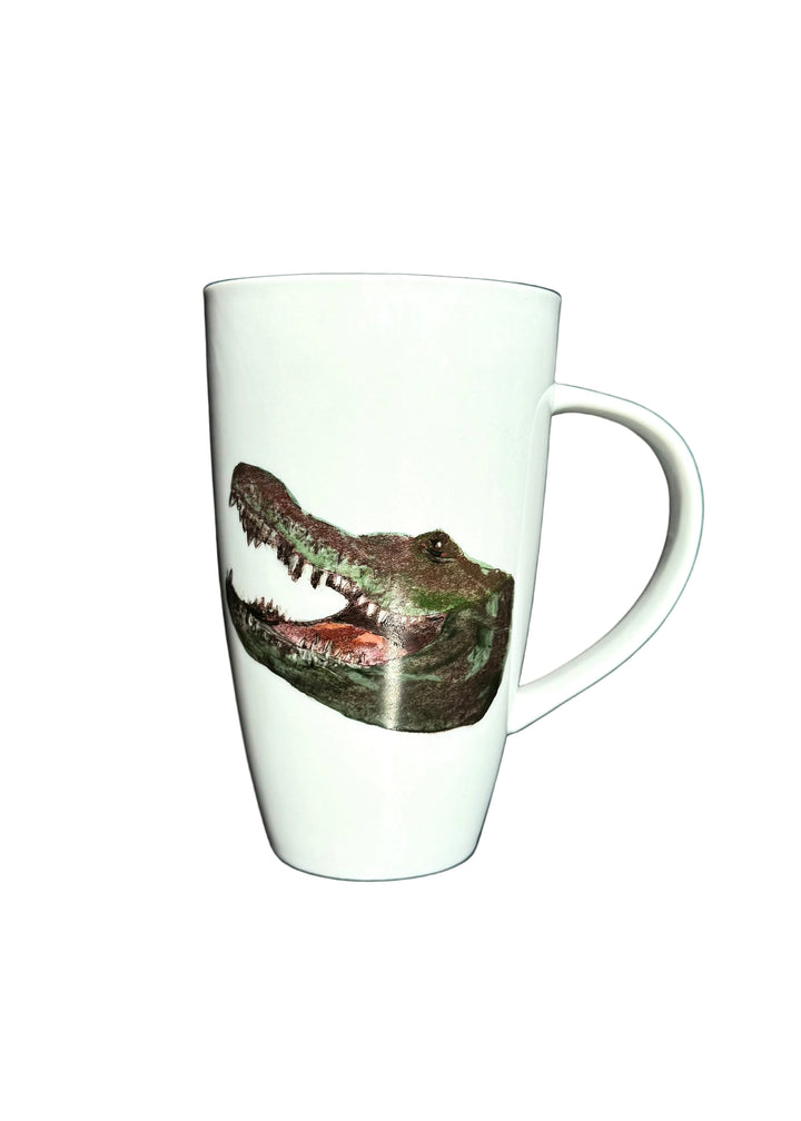 Hand Painted Porcelain Mug with a Florida Gator in Green
