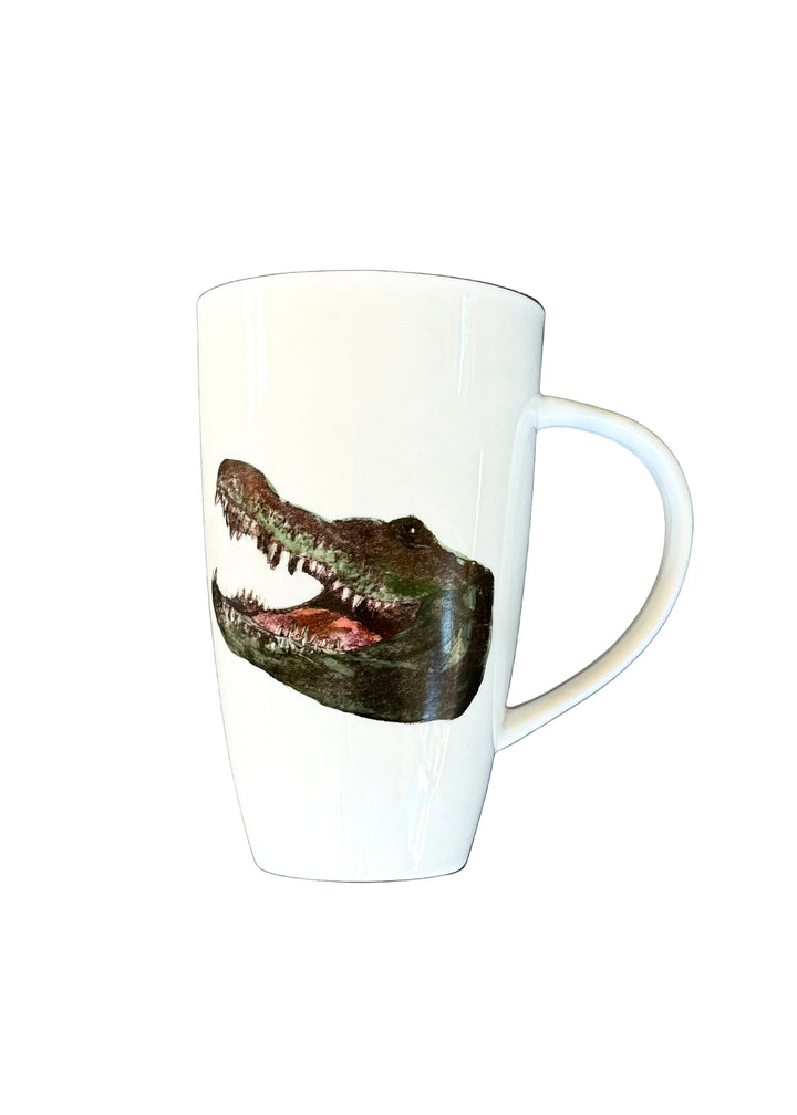 Hand Painted Porcelain Mug with a Florida Gator in Green