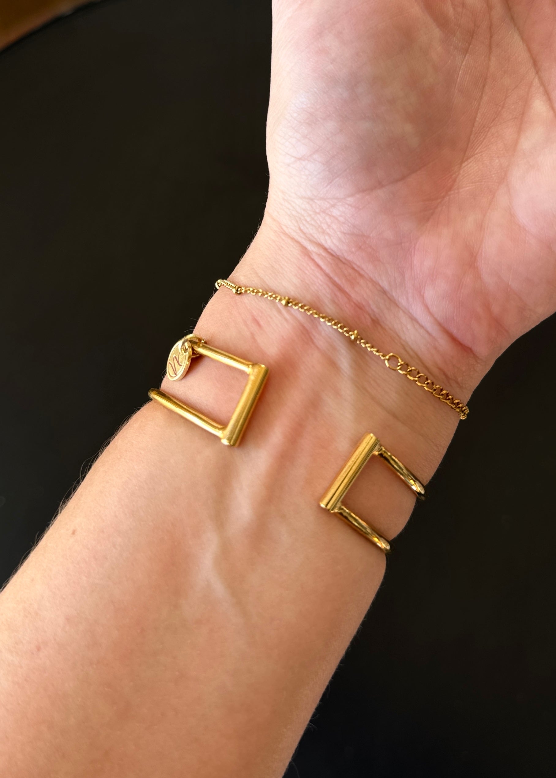 Gator Gold and Platinum Pendant Gold Bracelet