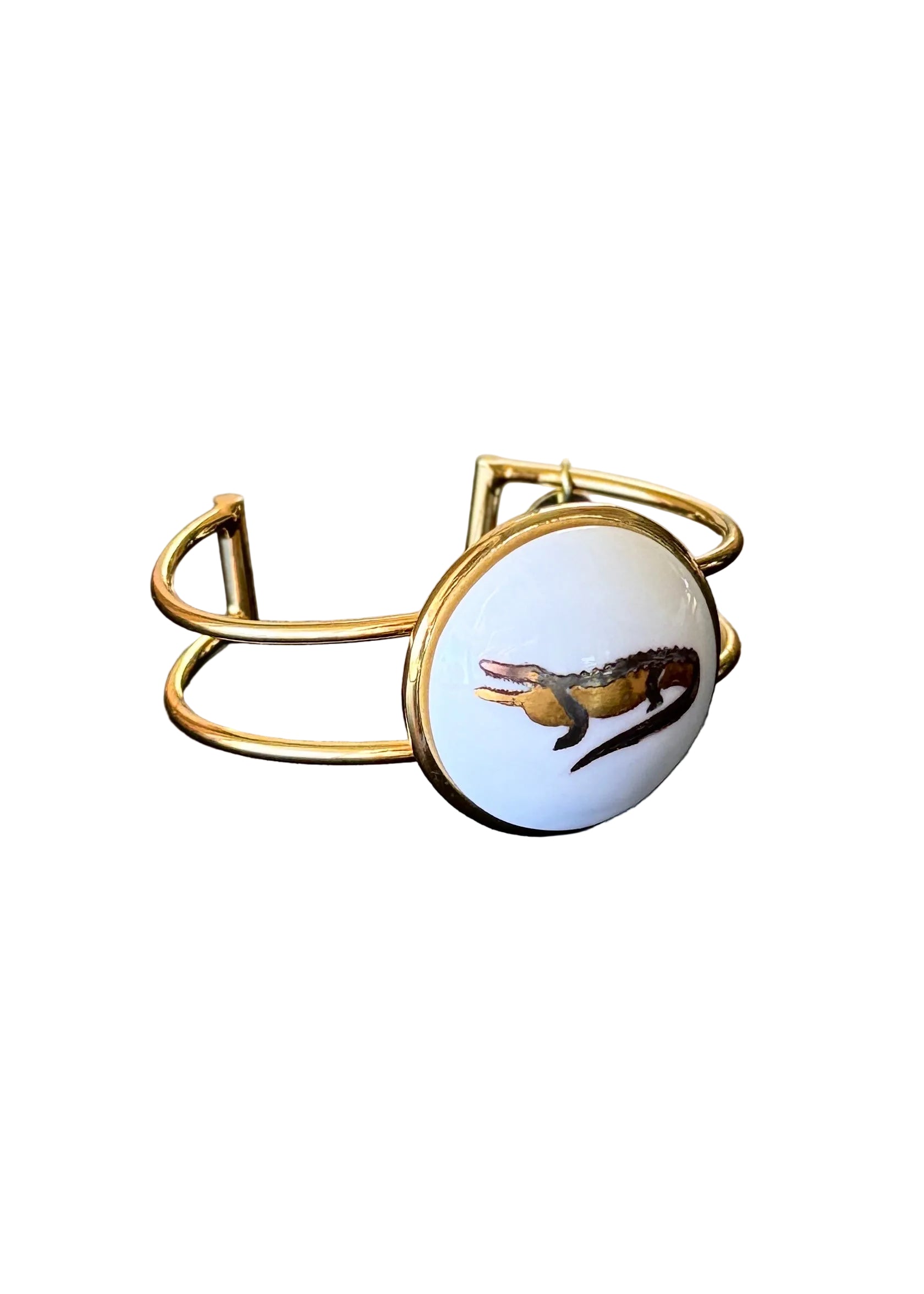 Gator Gold and Platinum Pendant Gold Bracelet