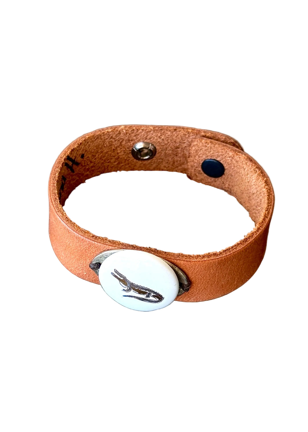Gator Porcelain Pendant Leather Wrap Bracelet