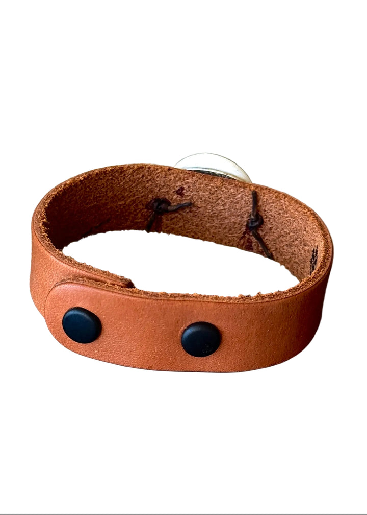 Gator Porcelain Pendant Leather Wrap Bracelet