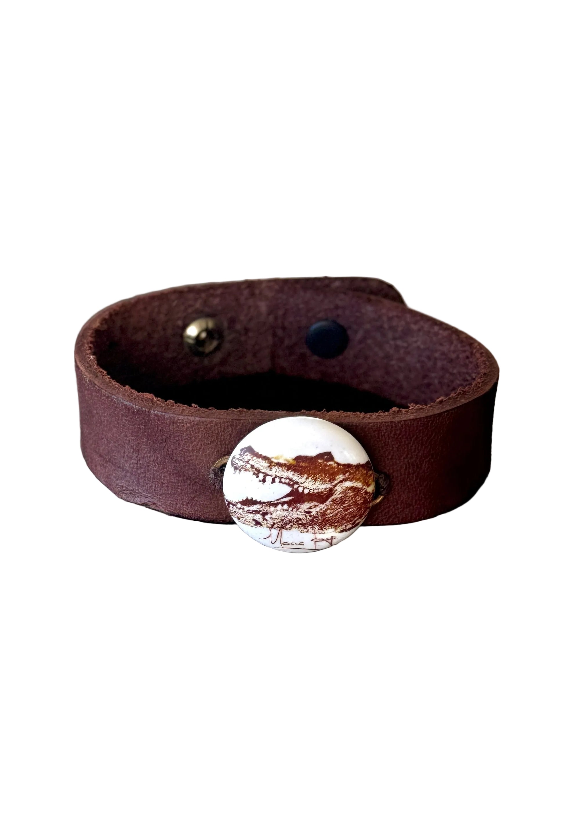 Gator Pendant on a Brown Leather Wrap Bracelet