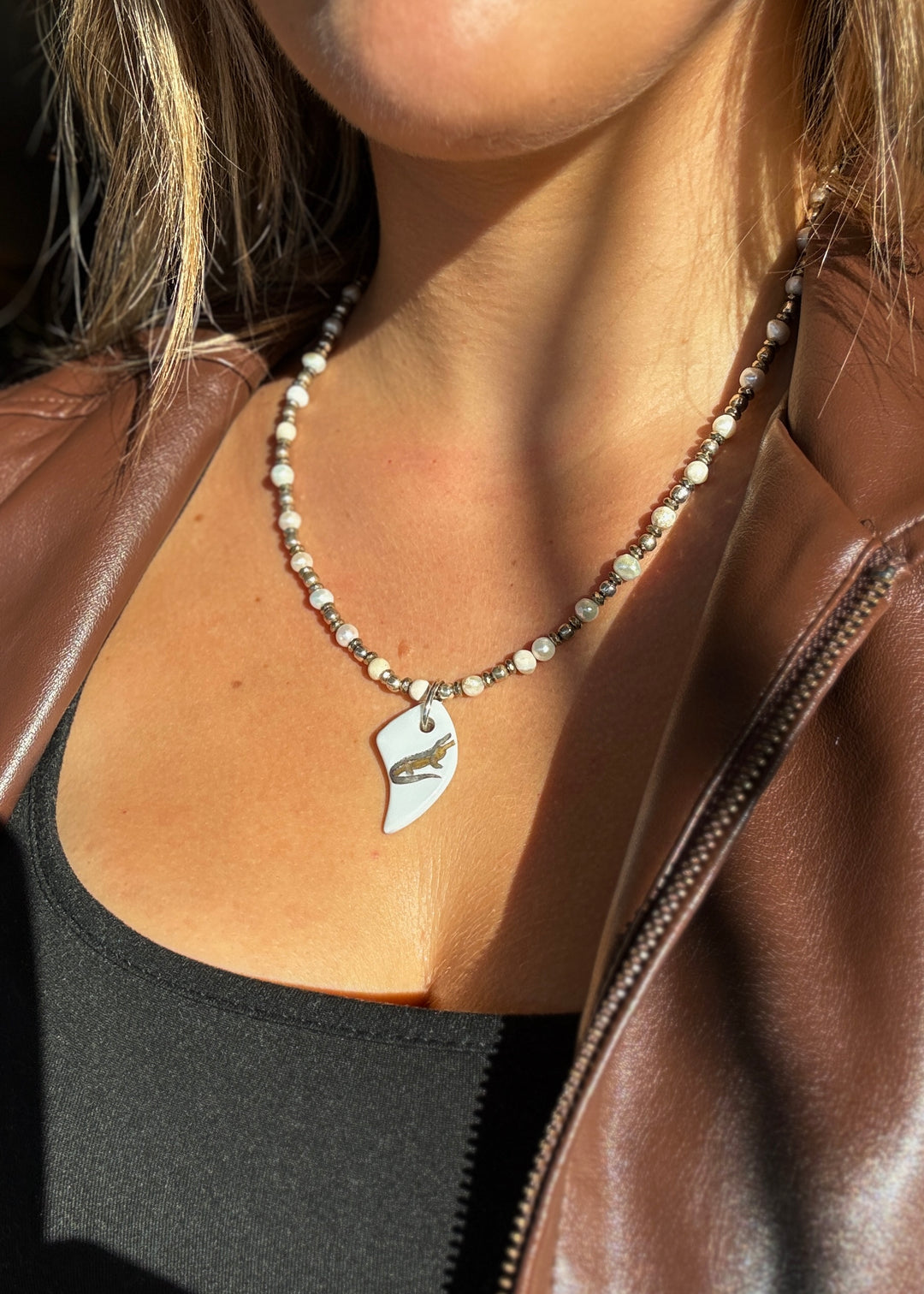 Gators Porcelain Pendent Beaded Necklace