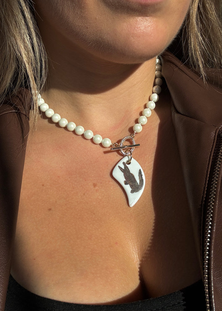 Pearl Gator Pendent Necklace