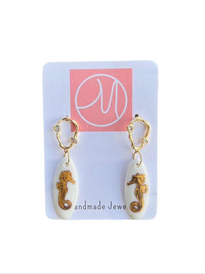 Seahorse Earrings Gold Jewelry Coastal