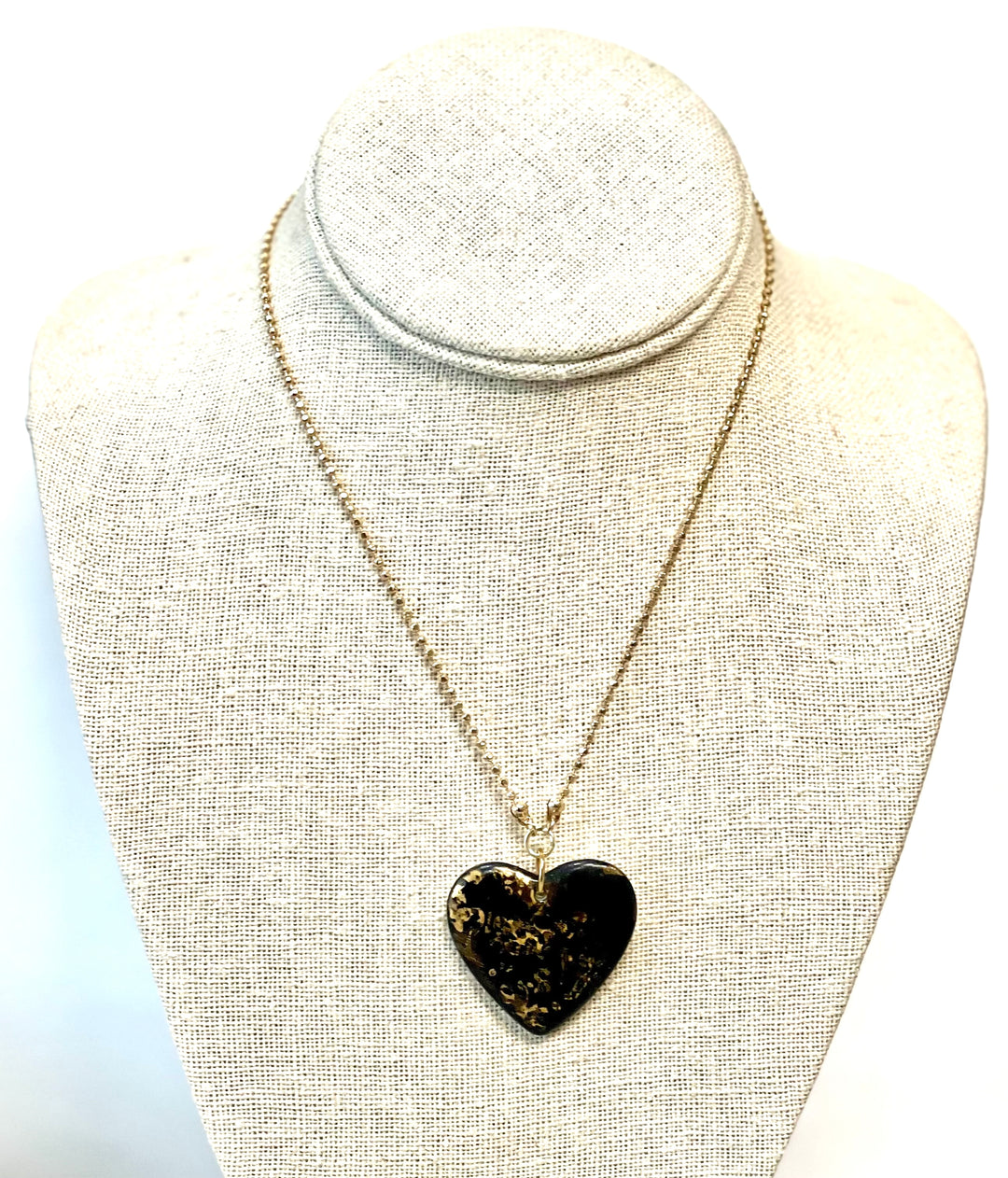 Black and Gold Heart Necklace