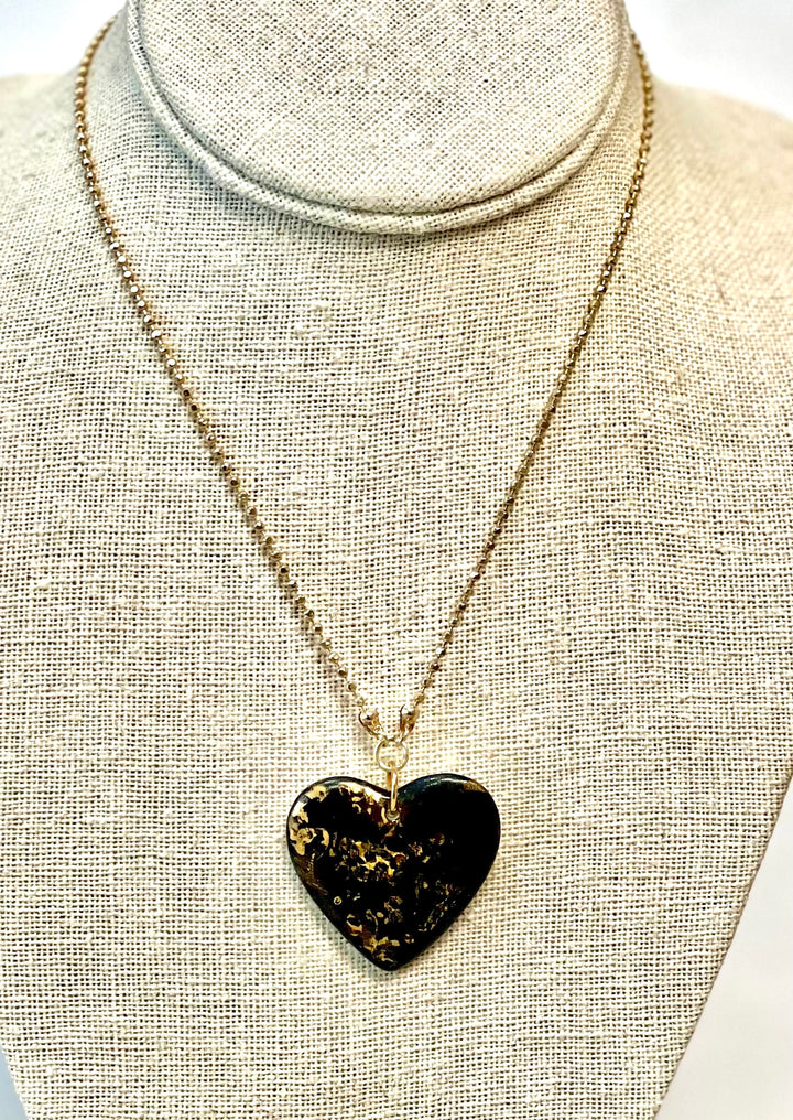 Black and Gold Heart Necklace