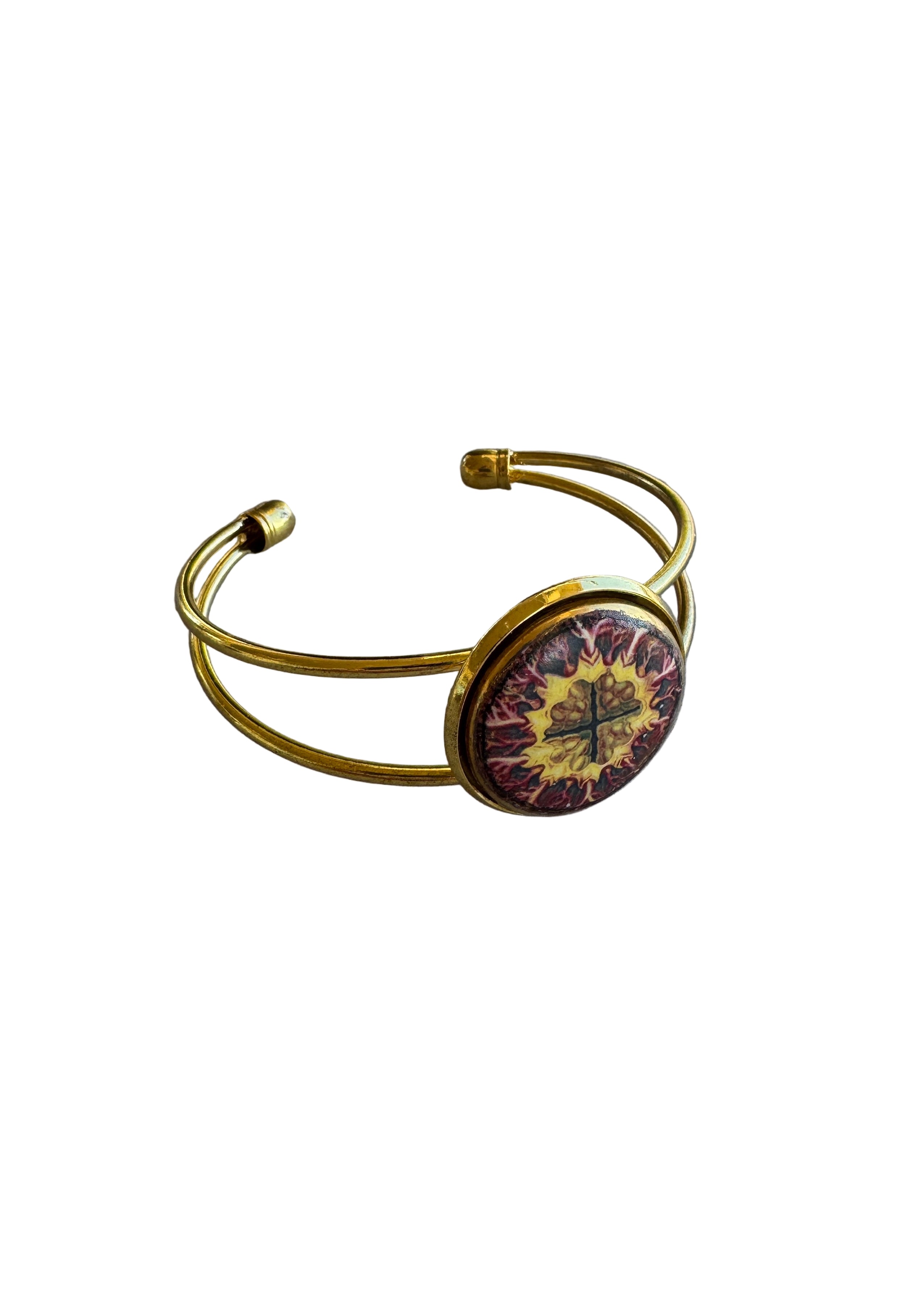 Coral Reef Porcelain Pendant Gold Bracelet